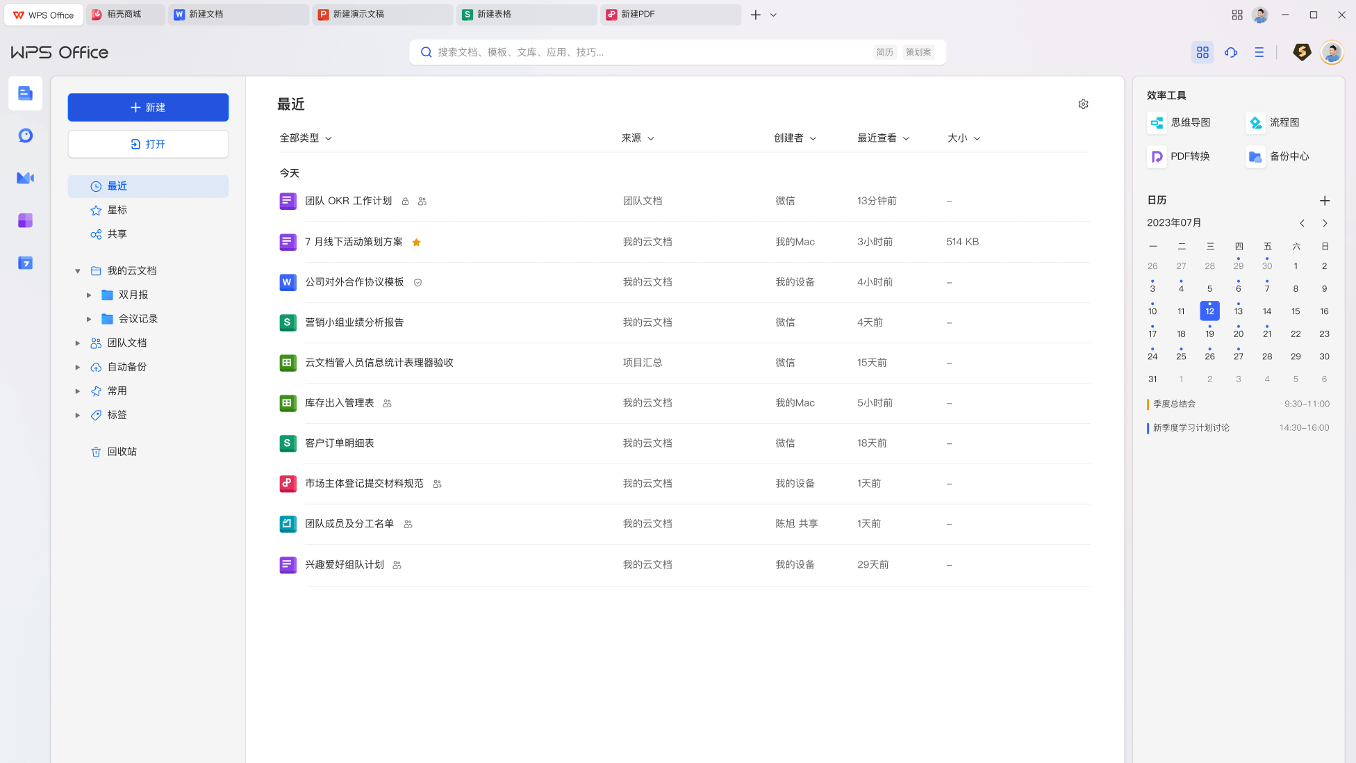 WPS 财务报表